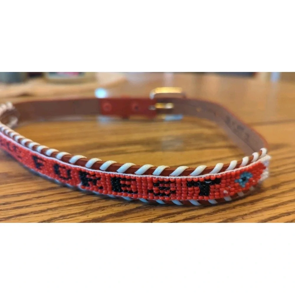 NOS Magic Forest Lake George NY Novelty Beaded Leather Belt Kids Youth Adult 22